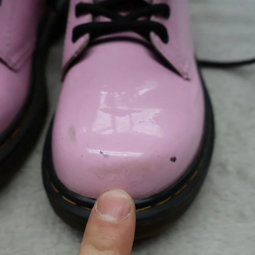 Dr. Martens Girls 1 Combat Boots Pink Patent Leather Lace Up Durable Punk 1460J